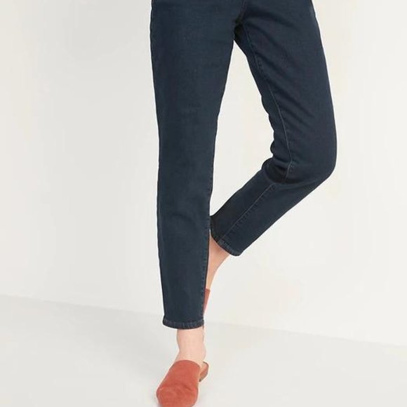 Old Navy High-Waisted O.G. Straight Dark Wash Jeans for Women New - Picture 2 of 8